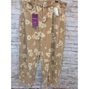 Loveimgs Womens Jeans Size Large Flower Design Barrel Leg